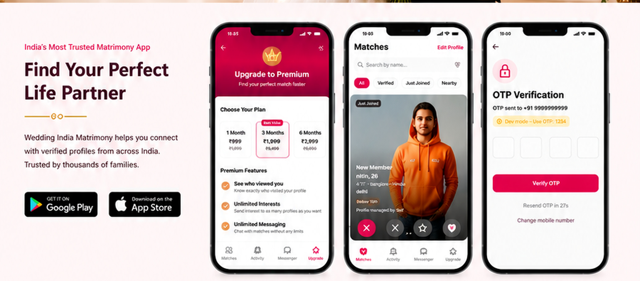 Wedding India Matrimony app showcase